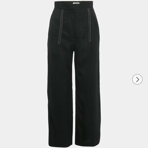 Sandro Black Contrast Stitch Gabardine Trousers 
Medium Size
